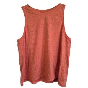 Athleta Muscle Tank Top Orange Heather Crew Neck Sleeveless Workout Size M